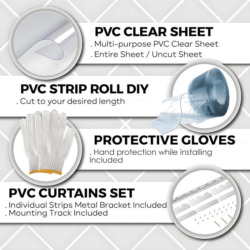 Acepunch 4x7' Clear PVC Strip Curtain Kit - 48" Width x 84" Height Heavy Duty, Waterproof, Insulation for Warehouse, Freezer, Garage AP1173 - Image 2
