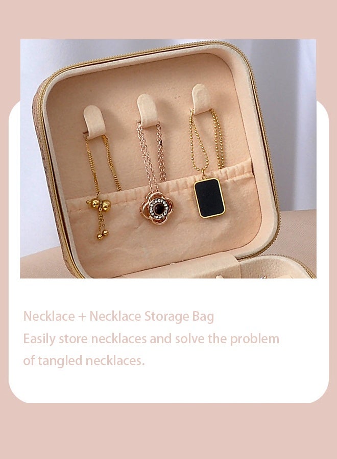 Jewelry Storage Box, Small Retro Print Jewelry Organizer Box, Portable PU Leather Mini Storage for Rings Earrings Necklaces - Image 4