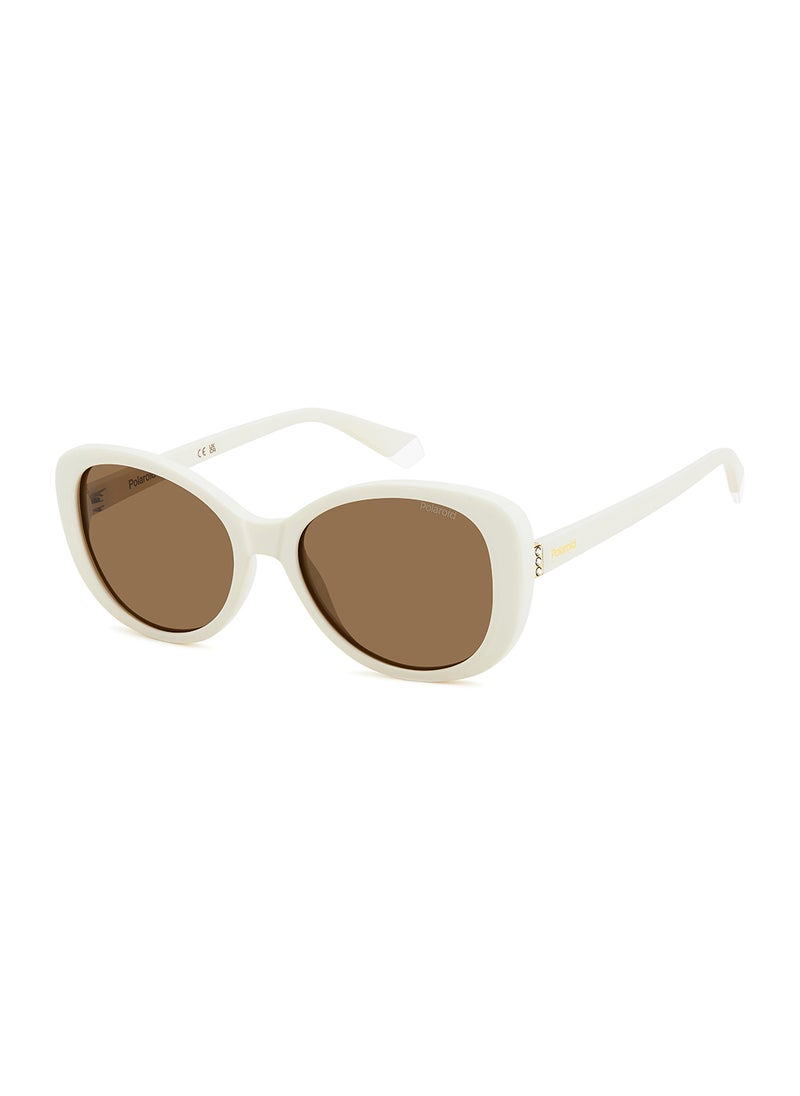 Polaroid Women's Polarized Rectangular Sunglasses - Pld 4154/S/X White Millimeter - Lens Size: 55 Mm  - Image 1