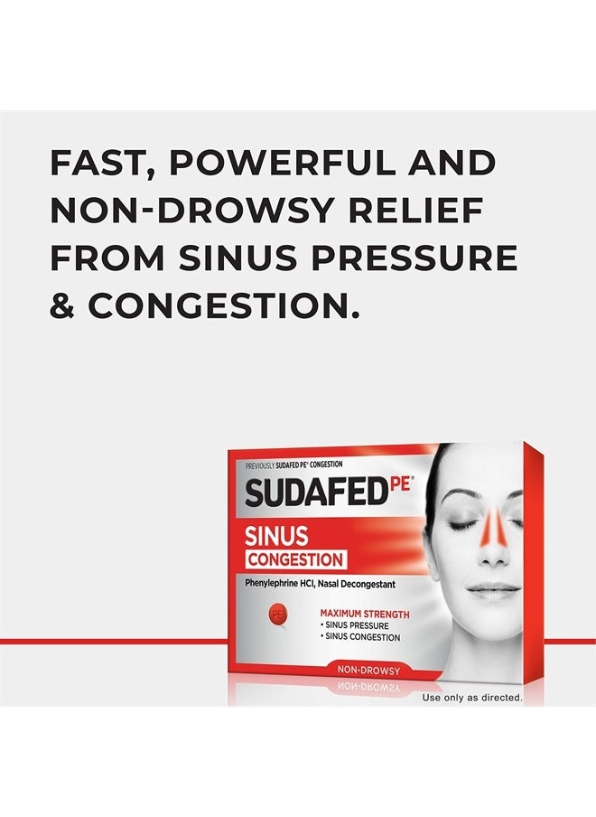 Sudafed - PE Sinus Congestion Maximum Strength Non-Drowsy Decongestant Tablets, 18 ct - Image 1