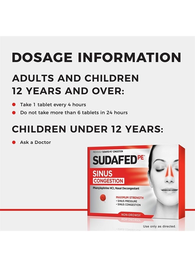 Sudafed - PE Sinus Congestion Maximum Strength Non-Drowsy Decongestant Tablets, 18 ct - Image 1