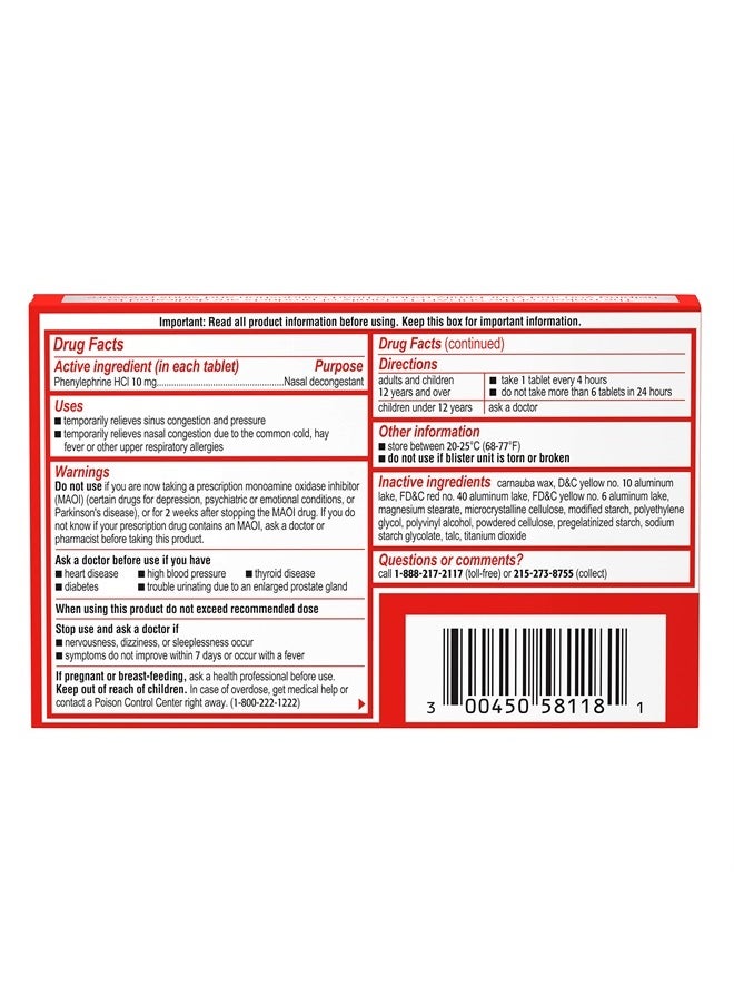 Sudafed - PE Sinus Congestion Maximum Strength Non-Drowsy Decongestant Tablets, 18 ct - Image 1