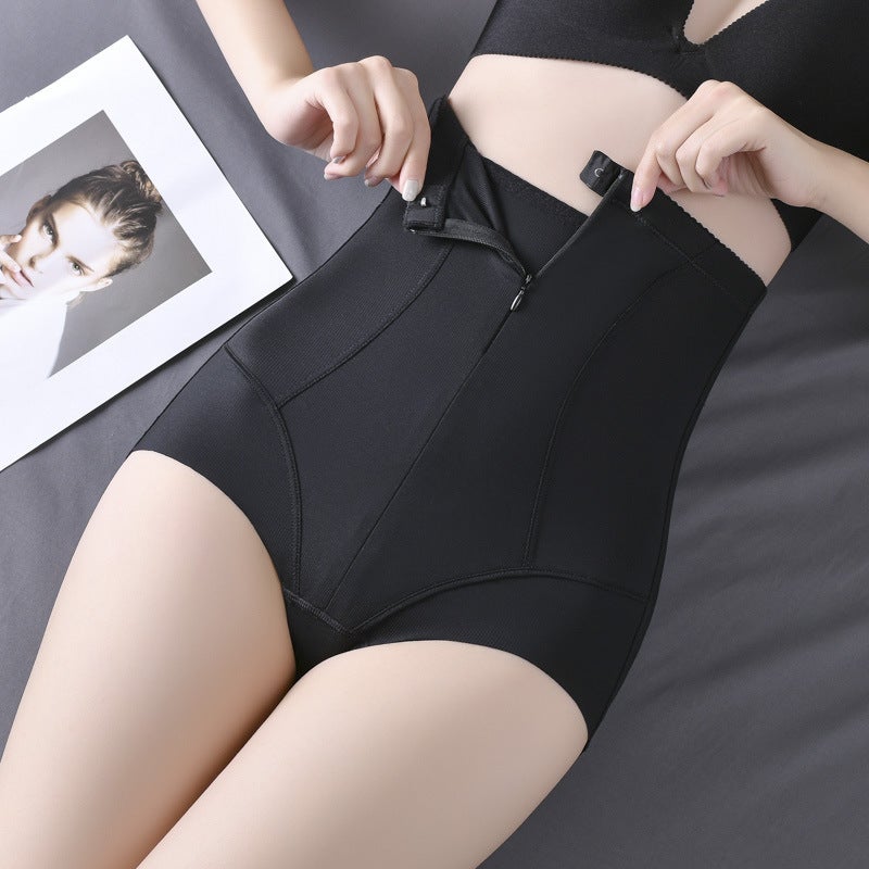 High Waist Zipper Belly Tight Pants Strong Effect Small Belly Tight Postpartum Shaped Boxer Briefs Belted Waist Hip Triangle Leggings - Image 1