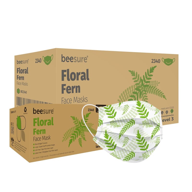 BE2340case Floral Face Masks, Green Fern (Pack of 400)