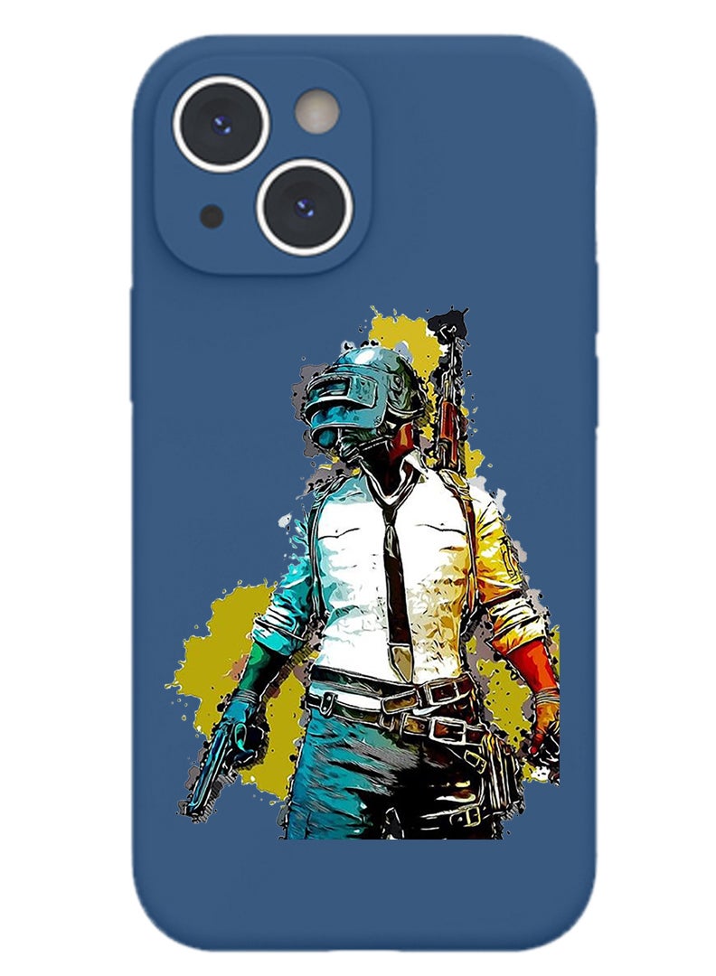 Theodor Protective Slim Fit Case Liquid Silicone Cover with Full Body Protection Anti-Scratch Shockproof Case For iPhone 14 Blue  - pug with headphones copy - Image 1