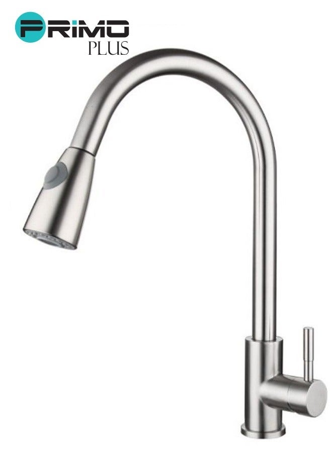 PRIMO PLUS 2 Spraying Mode Sink Faucet Silver, Pull Out Kitchen Faucets With 2 Spray Modes Silver - Image 1