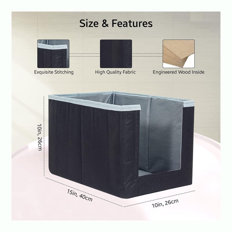 ShubhKraft ShubhKraft Organiser Clothes Organizer Non Woven Foldable Cloth Saree Stacker Cloth Wardrobe Organizer For Shirts Sarees Lehangas Garment Organiser Closet Organizer Pack Of 12 BlackGrey - Image 2