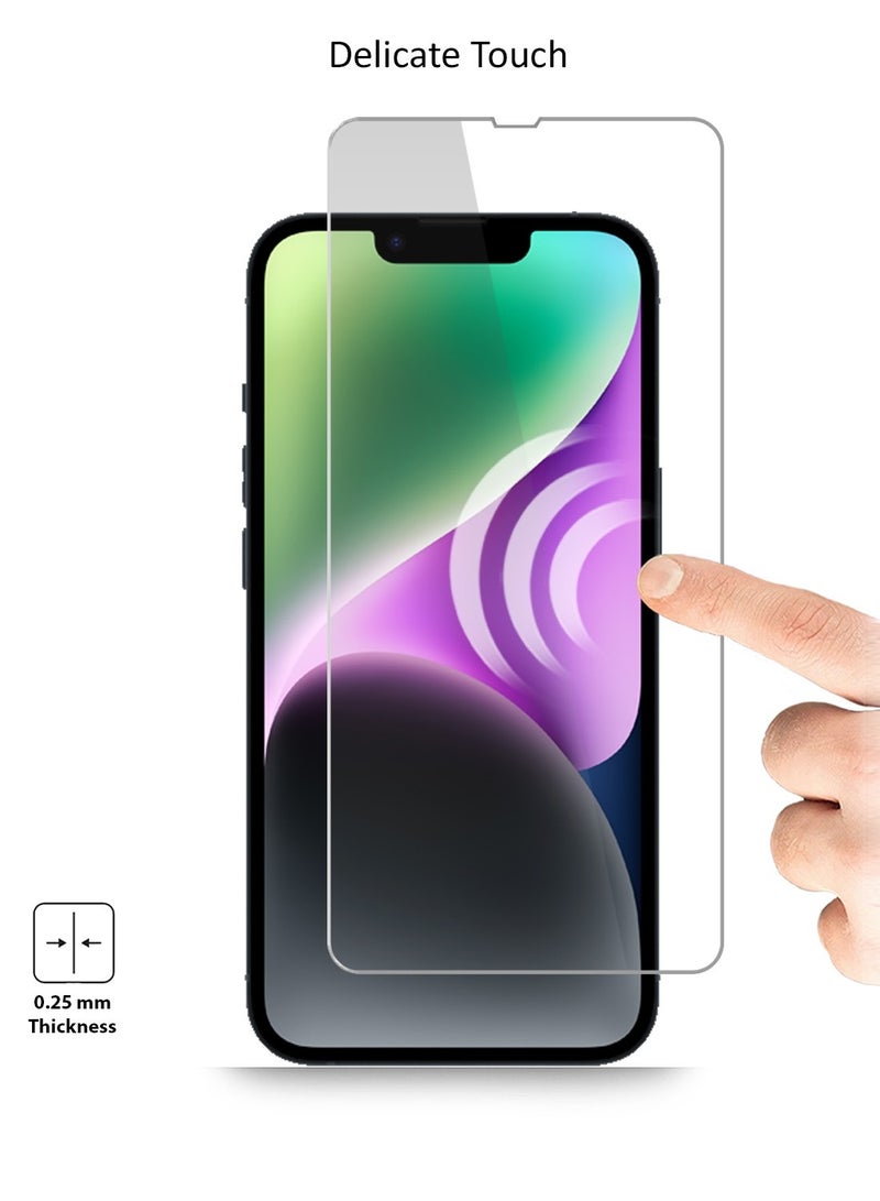 Techie 2 Pack HD Tempered Glass Screen Protector for Apple iPhone 14 - Anti Reflection Anti Bubbles 9H Hardness 0.33 mm Rounded Edges Easy Installation - Image 4