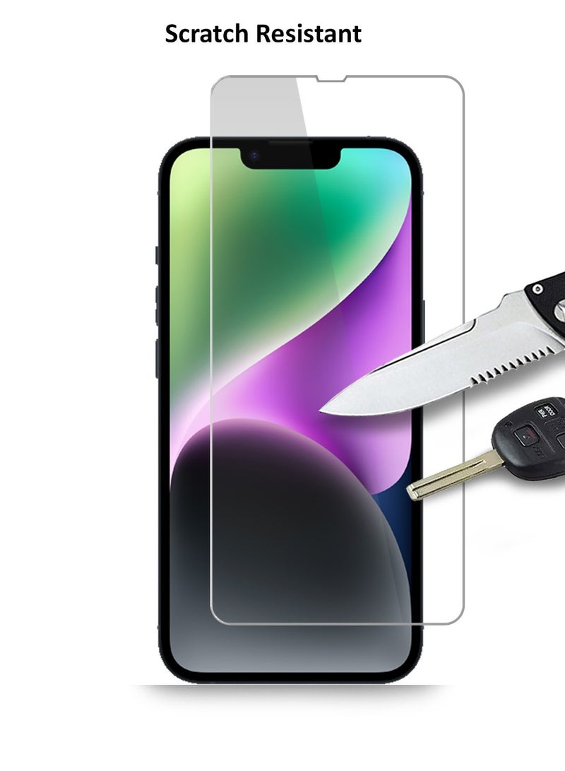 Techie 2 Pack HD Tempered Glass Screen Protector for Apple iPhone 14 - Anti Reflection Anti Bubbles 9H Hardness 0.33 mm Rounded Edges Easy Installation - Image 2