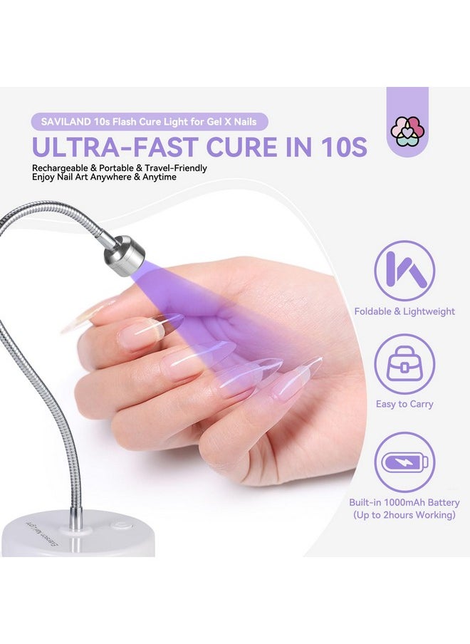 Saviland SAVILAND Gooseneck U V Lamp for Gel X Nails: Touch Switch 12W U V Nail Lamp 5S Quick Drying LED Fast Curing Lamp Rechargeable Gel X Lamp 3 Timers Setting 360° Adjustable Home Salon Manicure Nail Dryer  - Image 4