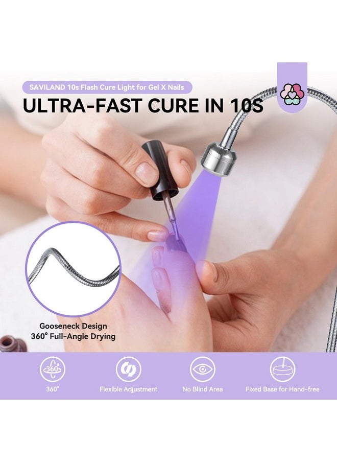 Saviland SAVILAND Gooseneck U V Lamp for Gel X Nails: Touch Switch 12W U V Nail Lamp 5S Quick Drying LED Fast Curing Lamp Rechargeable Gel X Lamp 3 Timers Setting 360° Adjustable Home Salon Manicure Nail Dryer  - Image 3