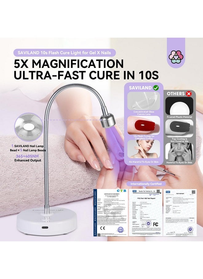 Saviland SAVILAND Gooseneck U V Lamp for Gel X Nails: Touch Switch 12W U V Nail Lamp 5S Quick Drying LED Fast Curing Lamp Rechargeable Gel X Lamp 3 Timers Setting 360° Adjustable Home Salon Manicure Nail Dryer  - Image 2