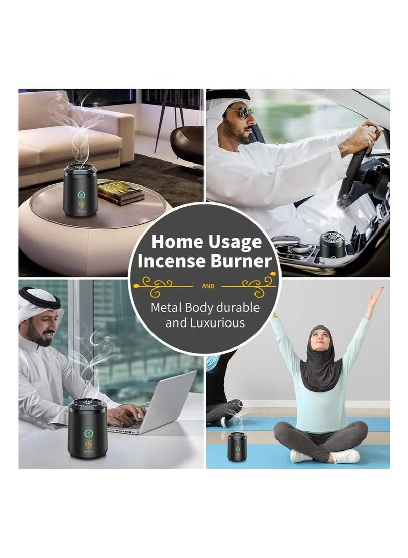 بايكو العود بخور الموقد الكهربائي-أوسب قابلة للشحن المحمولة الذكية رائحة الناشر للمنزل ، سيارة ، مكتب ، التخييم-عديمة اللهب بخور / العود مبخرة للمسلمين-قسط هدية (أسود) - Image 2