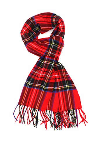 Achillea Classic Plaid Check Cashmere Feel Winter Scarf (Red Tartan) - Image 1