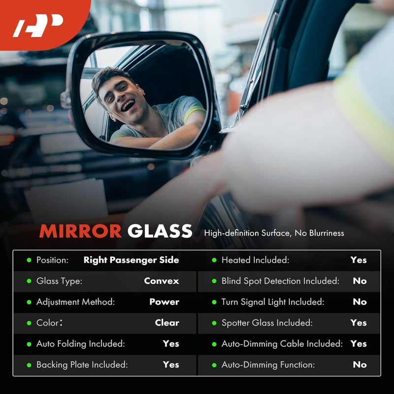 A-Premium Right Passenger Side Heated Mirror Glass for Ford F-150 - Image 2