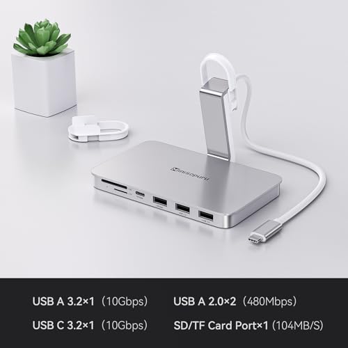 Minisopuru iMac Accessories for i Mac M1/M3/M4, USB C Hub for iMac2021/2023/2024 with USB A/C 10Gbps, SD/TF, iMac Adapter Compatible with iMac24 inch and Studio Display 27 Inches, Silver. - Image 2