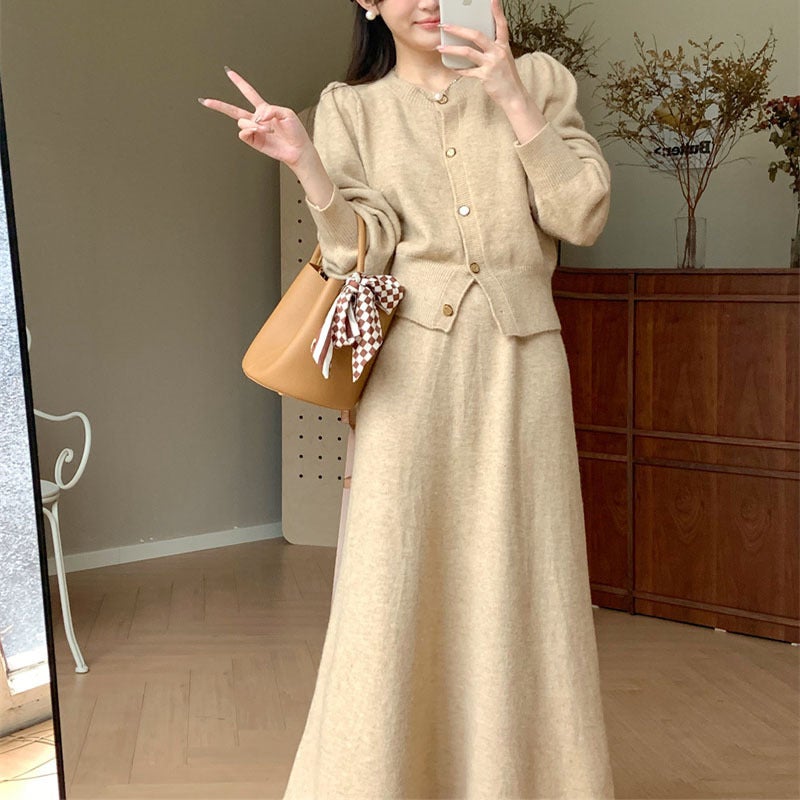 Chic Knit Sweater Skirt Set for Women Pink - Image 3