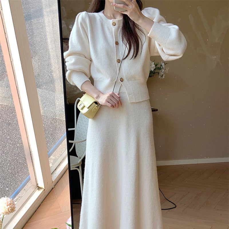 Chic Knit Sweater Skirt Set for Women Pink - Image 4