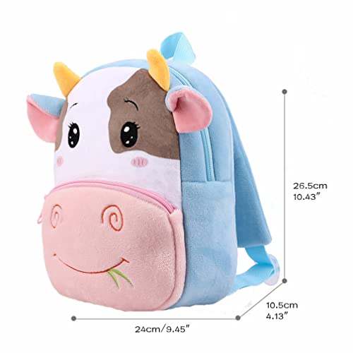 BEFUNIRISE Toddler Backpack for Boys and Girls, Cute Soft Plush Animal Cartoon Mini Backpack Little For Kids 2-6 Years (Cows) - Image 5