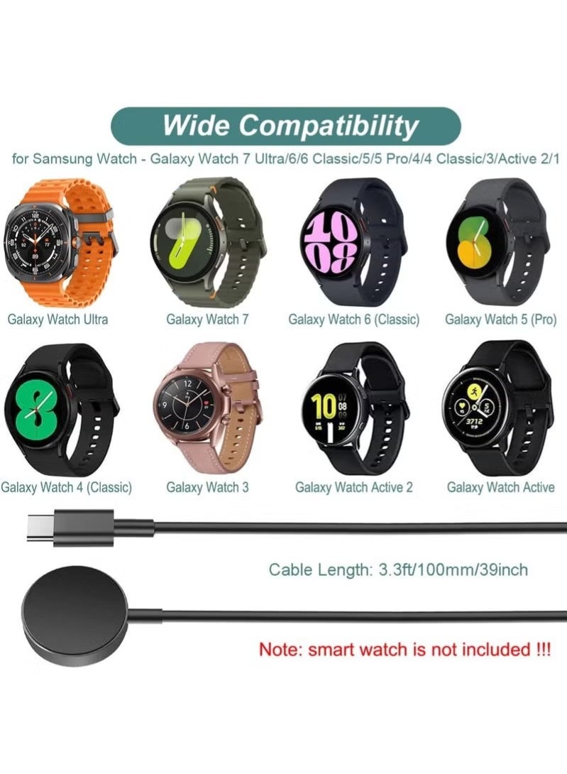100cm Magnetic Charger for Samsung Galaxy Watch 8/Watch 8 Classic/Ultra,Watch 7/Watch 7 Classic,Watch 6/Watch 6 Classic,Watch 5/Watch 5 Pro,Watch 4/Watch 4 Classic,Watch 3/Active 1/Active 2,Type C Charging Cable Stand Dock Accessories - Image 4