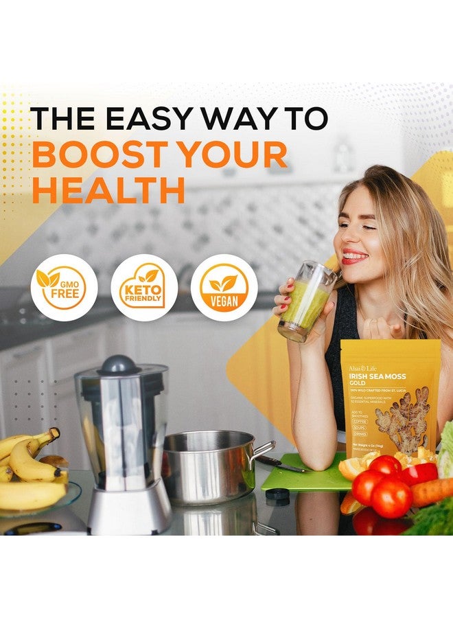 طحالب البحر الذهبية العضوية الخام | تصنع 80 أونصة من الجل - 100% مصنوعة من البرية | غذاء فائق غني بالمعادن مجفف بالشمس وغير معدل وراثيًا للطاقة | معزز صحي، مناعة، هضم (4 أونصة) - Image 5