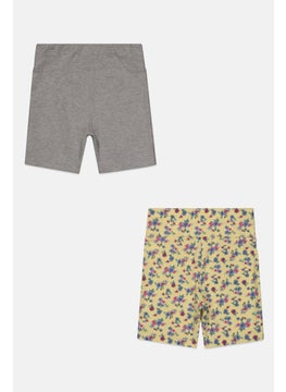 Madden Girl Kids Girl 2 Pieces Floral Print Biker Short, Yellow  - Image 2