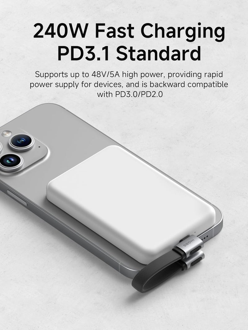 هاجيبس كابل USB4، نقل بيانات بسرعة 80 جيجابت في الثانية، عرض فيديو بدقة 8K@60Hz، شحن سريع بقدرة 240 واط عبر USB-C، كابل USB 4 V2.0 متوافق مع iPhone 16 15 Pro Max، iPad، Thunderbolt 5/4، قرص SSD خارجي (10 سم) - Image 4