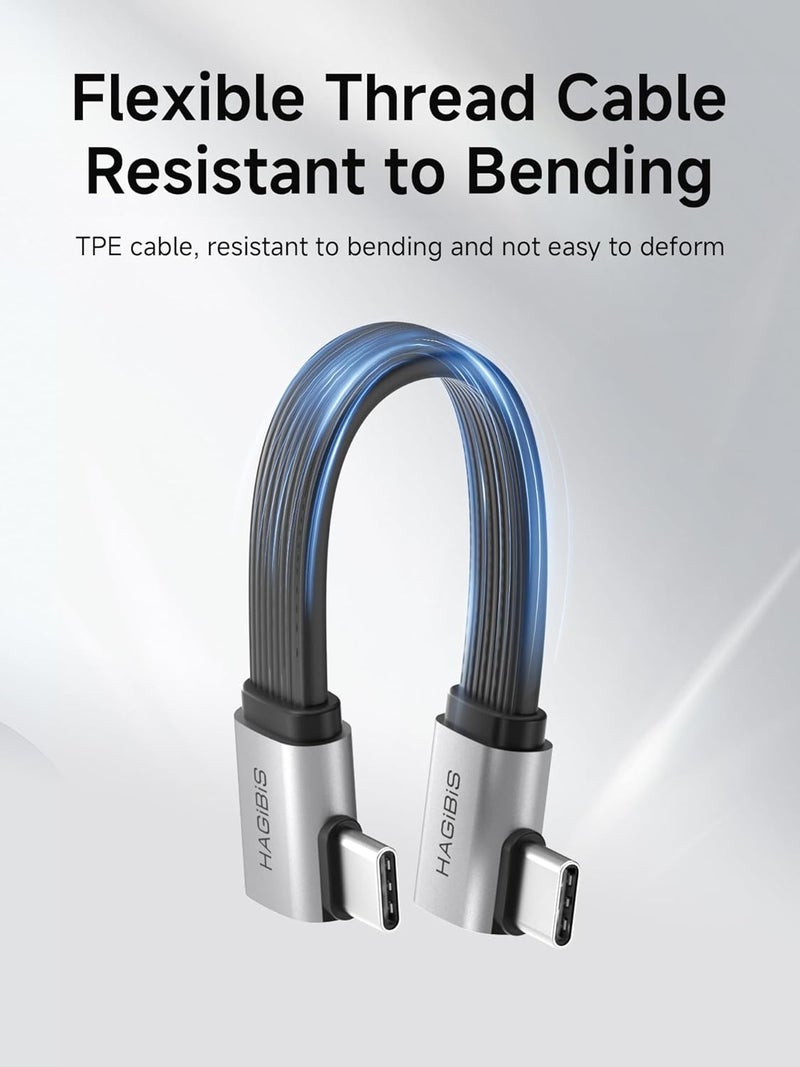 هاجيبس كابل USB4، نقل بيانات بسرعة 80 جيجابت في الثانية، عرض فيديو بدقة 8K@60Hz، شحن سريع بقدرة 240 واط عبر USB-C، كابل USB 4 V2.0 متوافق مع iPhone 16 15 Pro Max، iPad، Thunderbolt 5/4، قرص SSD خارجي (10 سم) - Image 5