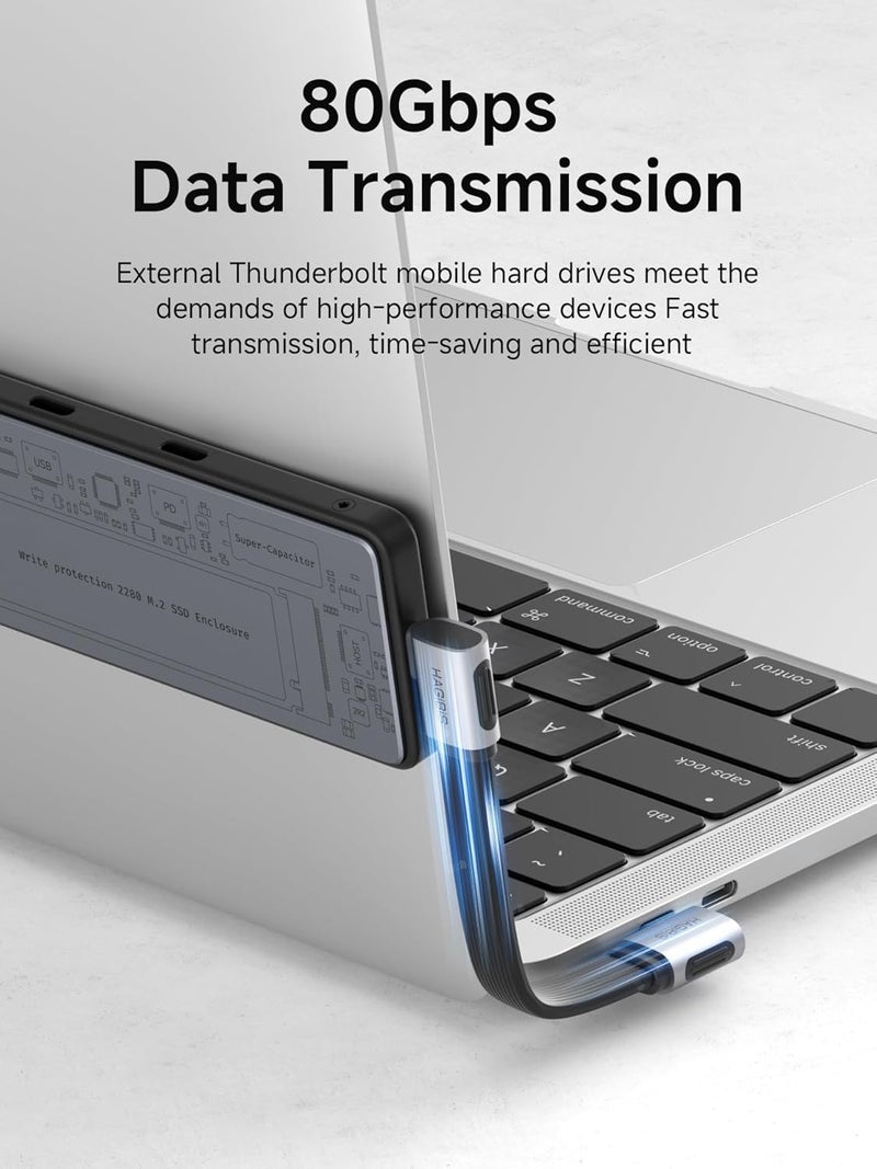 هاجيبس كابل USB4، نقل بيانات بسرعة 80 جيجابت في الثانية، عرض فيديو بدقة 8K@60Hz، شحن سريع بقدرة 240 واط عبر USB-C، كابل USB 4 V2.0 متوافق مع iPhone 16 15 Pro Max، iPad، Thunderbolt 5/4، قرص SSD خارجي (10 سم) - Image 2