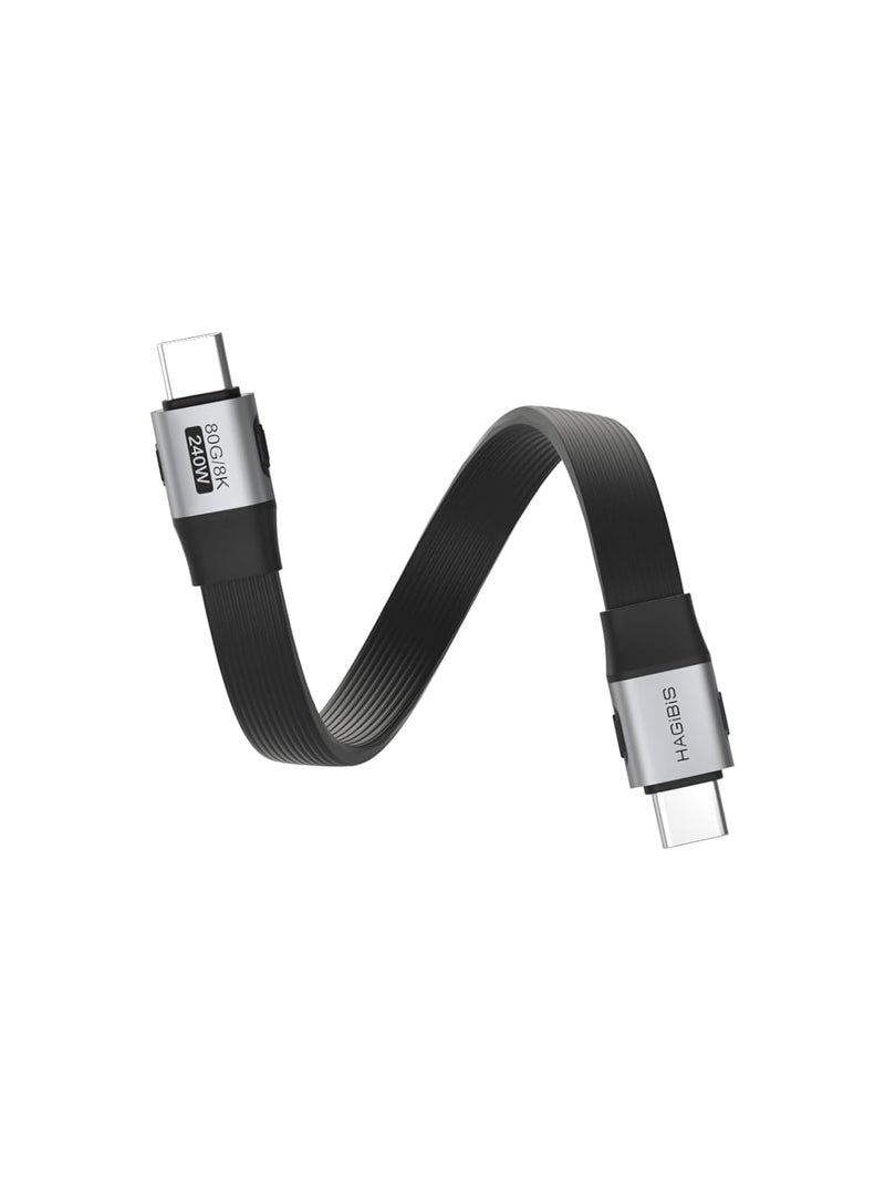 هاجيبس كابل USB4، نقل بيانات بسرعة 80 جيجابت في الثانية، عرض فيديو بدقة 8K@60Hz، شحن سريع بقدرة 240 واط عبر USB-C، كابل USB 4 V2.0 متوافق مع iPhone 16 15 Pro Max، iPad، Thunderbolt 5/4، قرص SSD خارجي (10 سم) - Image 1