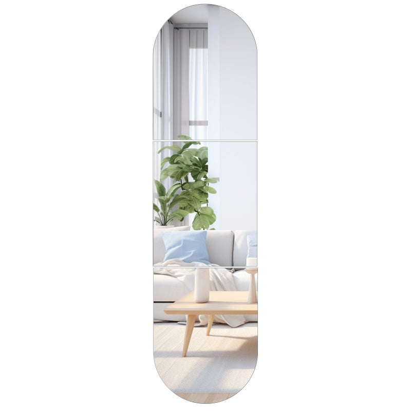 QEEYON Arched Full Length Mirror Wall Mounted 16''x12'' x 3PCS Frameless Glass Full Body Mirror Tiles for Wall, Door, Living Room, Bathroom, Bedroom, Cloakroom, Entryway Decor - Image 1