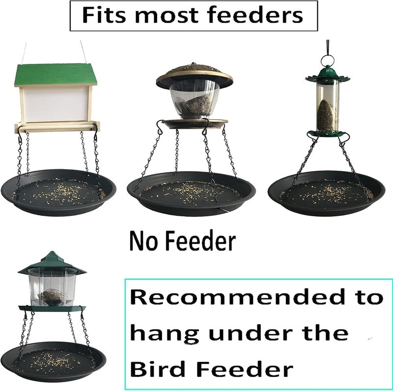 Pmsanzay 12.8" Homes Garden Platform Bird Feeder, Large Hanging Tray Squirrel Feeder, Bird Seed Catcher Tray, Bird Viewing, for Attracting Birds Outdoors, Backyard, Large Capacity, Black - Image 3