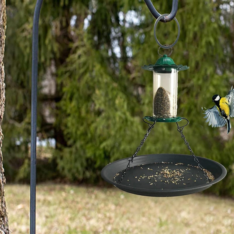 Pmsanzay 12.8" Homes Garden Platform Bird Feeder, Large Hanging Tray Squirrel Feeder, Bird Seed Catcher Tray, Bird Viewing, for Attracting Birds Outdoors, Backyard, Large Capacity, Black - Image 5