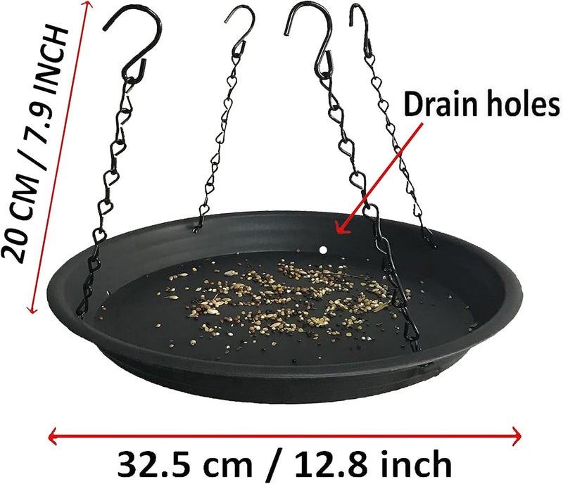 Pmsanzay 12.8" Homes Garden Platform Bird Feeder, Large Hanging Tray Squirrel Feeder, Bird Seed Catcher Tray, Bird Viewing, for Attracting Birds Outdoors, Backyard, Large Capacity, Black - Image 2