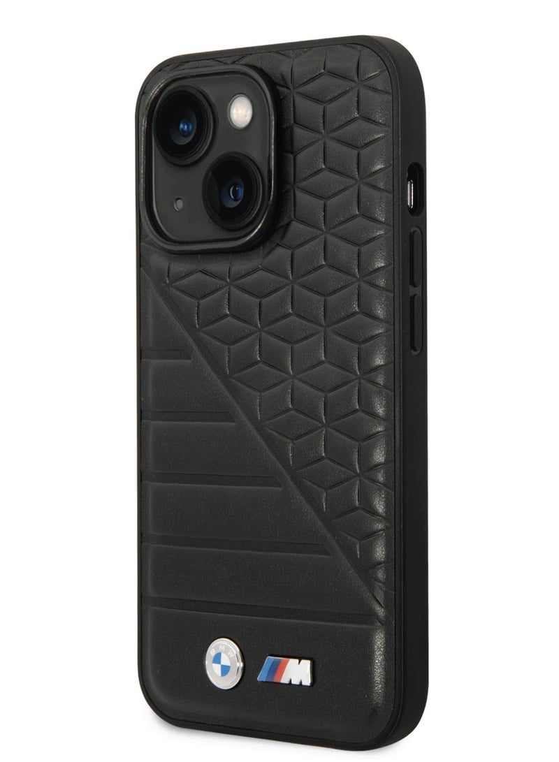 بي إم دبليو حافظة M Collection من جلد البولي يوريثان مختومة بشعار BI/نمط مطبوع لهاتف ايفون 14 بلس - Image 1