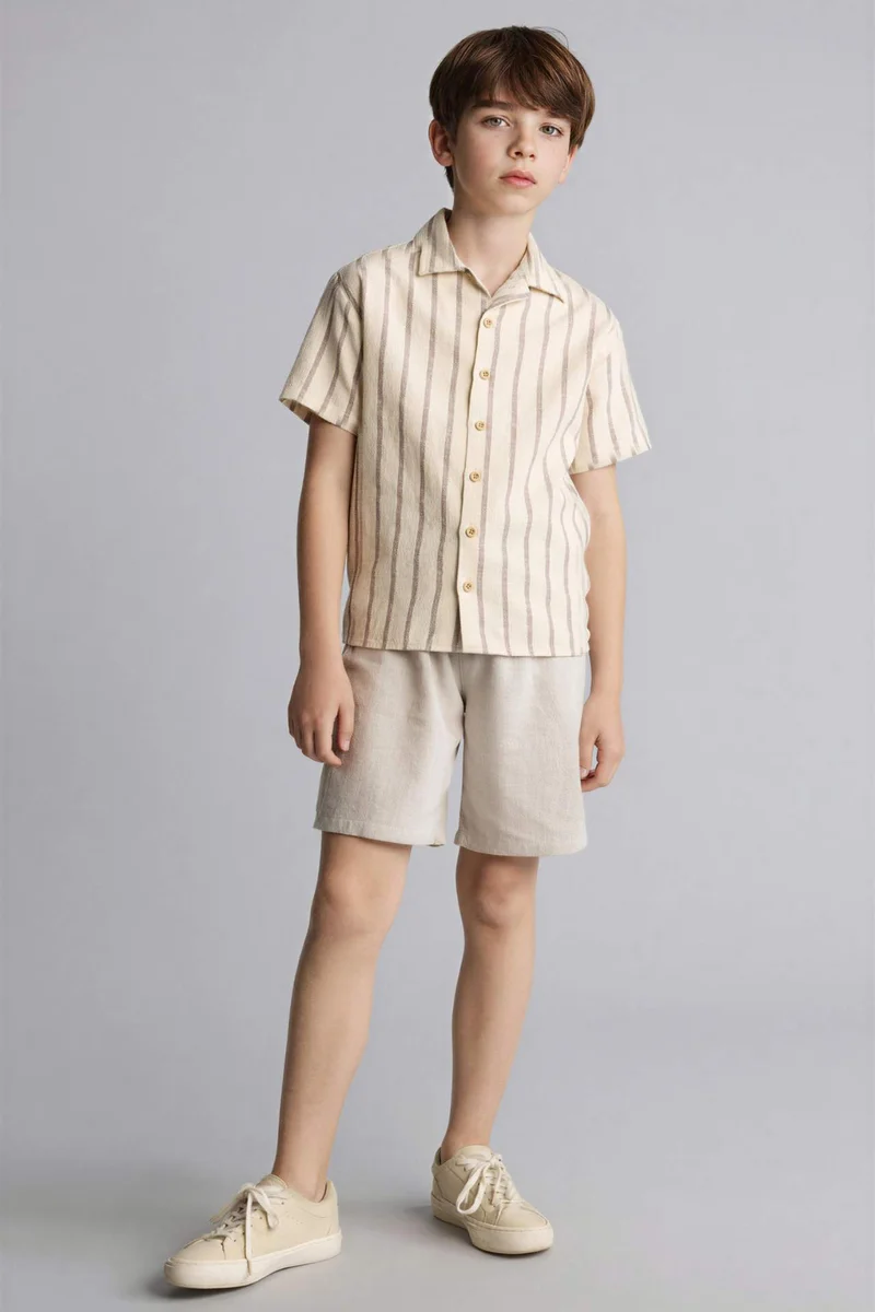 ديفاكتو Boy Regular Fit Striped Short Sleeve Shirt