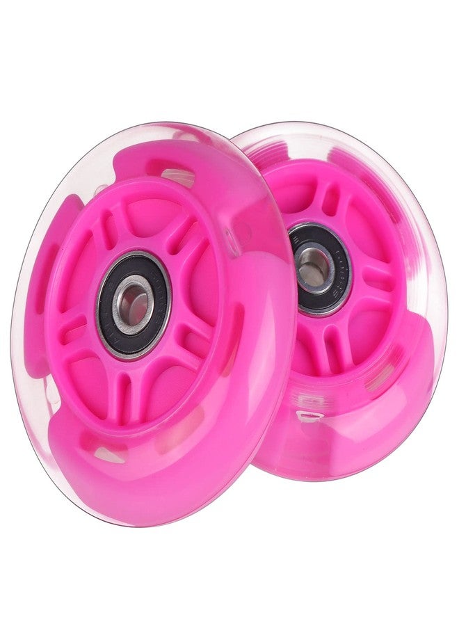 WHEELGOO 2-Pack Rear 80mm Colorful Flashing 3-Wheeled Kid Scooter Replacement Wheels for Kid Push Kick Scooter (Pink) - Image 3
