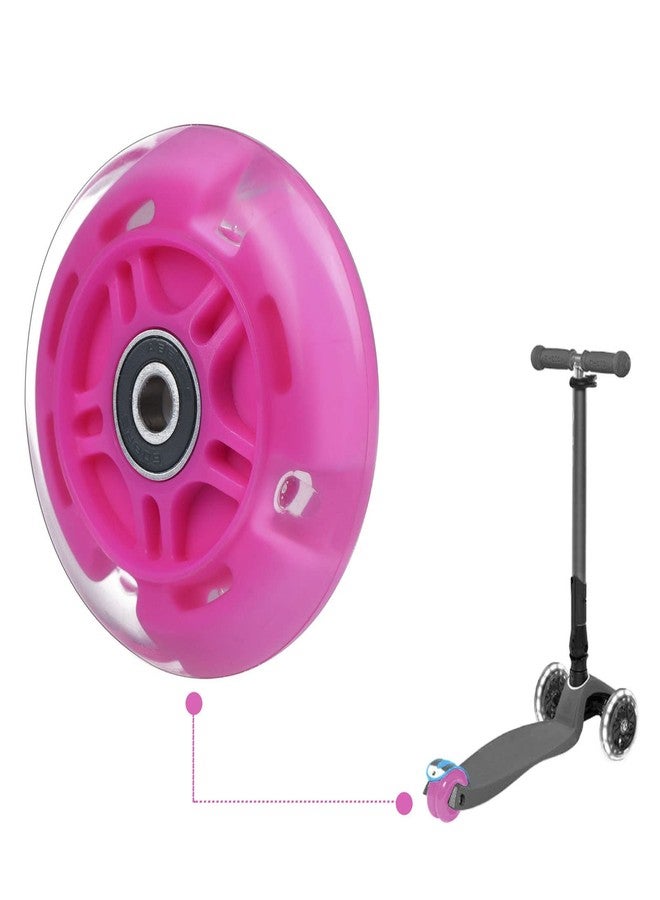WHEELGOO 2-Pack Rear 80mm Colorful Flashing 3-Wheeled Kid Scooter Replacement Wheels for Kid Push Kick Scooter (Pink) - Image 4