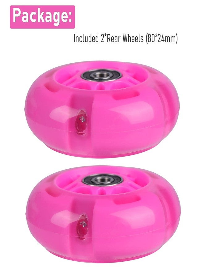 WHEELGOO 2-Pack Rear 80mm Colorful Flashing 3-Wheeled Kid Scooter Replacement Wheels for Kid Push Kick Scooter (Pink) - Image 5