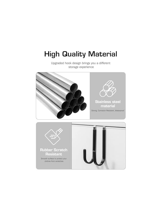 The Bros Over the Door Hooks, 6 Pack Heavy Duty Organizer Hooks for Bathroom, Living Room, Kitchen Hanging Clothes, Towels, Shoe Bag, Hats, Door Hangers Hooks with Rubber Prevent Scratches(balck) - Image 3