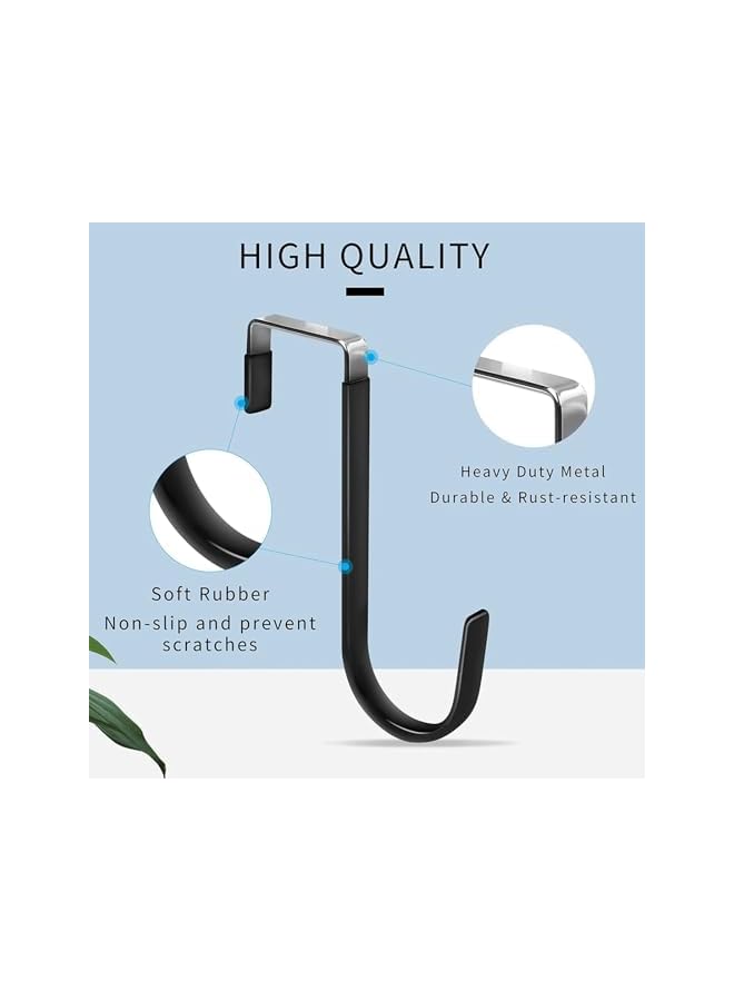 The Bros Over the Door Hooks, 6 Pack Heavy Duty Organizer Hooks for Bathroom, Living Room, Kitchen Hanging Clothes, Towels, Shoe Bag, Hats, Door Hangers Hooks with Rubber Prevent Scratches(balck) - Image 2