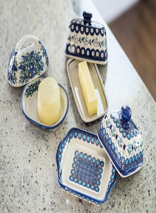 Blue Rose Pottery طبق زبدة بلو روز بولش بوتري - طبق زبدة بلو سافانا المربع - يتسع لقطعة زبدة واحدة - طبق زبدة لتنظيم وتخزين الزبدة على سطح الطاولة - Image 2