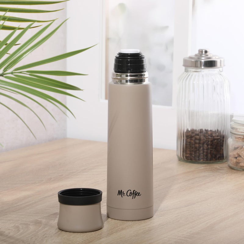 Mr. Coffee Silverleaf 23 oz Stainless Steel Thermal Bottle â€“ Double Wall Vacuum Insulated Travel Mug with Leak-Proof Lid, Taupe â€“ Hot & Cold Beverage Flask for Work, Commute, or Camping - Image 4