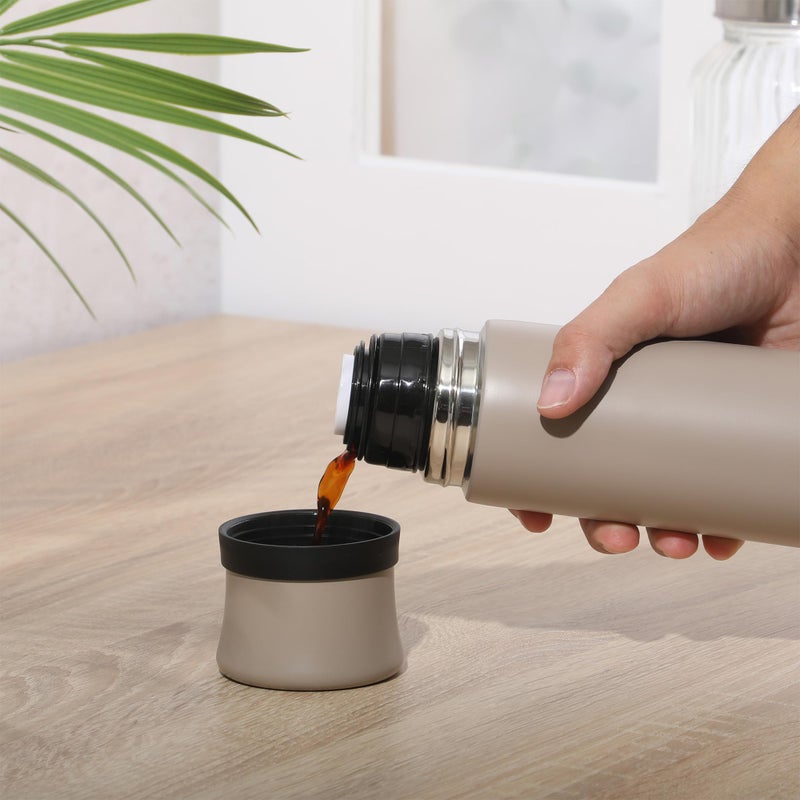 Mr. Coffee Silverleaf 23 oz Stainless Steel Thermal Bottle â€“ Double Wall Vacuum Insulated Travel Mug with Leak-Proof Lid, Taupe â€“ Hot & Cold Beverage Flask for Work, Commute, or Camping - Image 5
