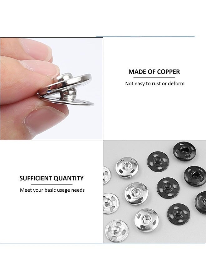 100 Pieces 3 Styles Skirt Hook and Eye Set, Sewing Snap Clothing Tools with Metal Snaps, Garment Snaps for Skirts, Bras, Jeans, DIY Sewing (Black and Silver with Storage Box) - Image 4