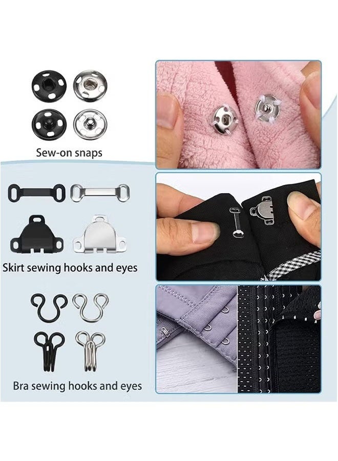 100 Pieces 3 Styles Skirt Hook and Eye Set, Sewing Snap Clothing Tools with Metal Snaps, Garment Snaps for Skirts, Bras, Jeans, DIY Sewing (Black and Silver with Storage Box) - Image 3