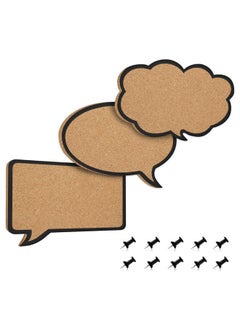 Navaris Cork Bulletin Board Set - 3X Pieces Cork Boards In Cute Decorative Speech And Thought Bubble Shapes With Push Pins For Kitchen, Home, Office  - Image 1