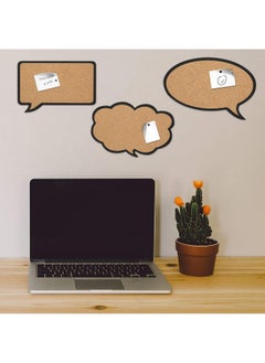 Navaris Cork Bulletin Board Set - 3X Pieces Cork Boards In Cute Decorative Speech And Thought Bubble Shapes With Push Pins For Kitchen, Home, Office  - Image 2