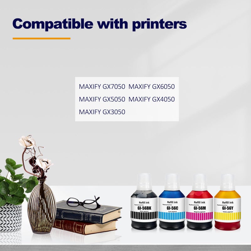 LAIPENG GI-56 GI56 Ink Compatible with MAXIFY GX7050 GX6050 GX5050 GX4050 GX3050 Multi 4 Colour Printer (Black/Cyan/Magenta/Yellow) - Image 2