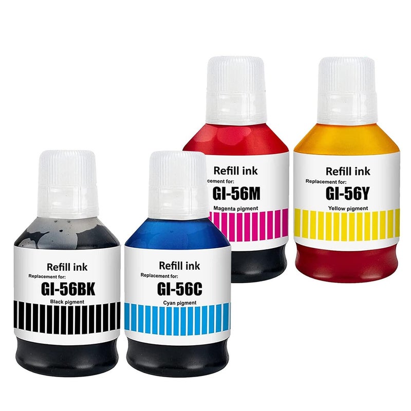 LAIPENG GI-56 GI56 Ink Compatible with MAXIFY GX7050 GX6050 GX5050 GX4050 GX3050 Multi 4 Colour Printer (Black/Cyan/Magenta/Yellow) - Image 1